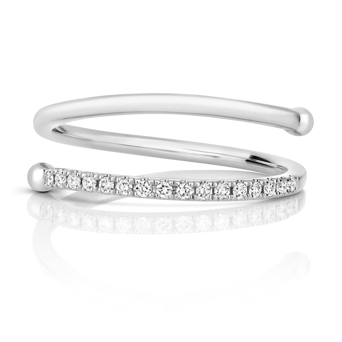 DIAMOND SPIRAL RING IN 18CT WHITE GOLD