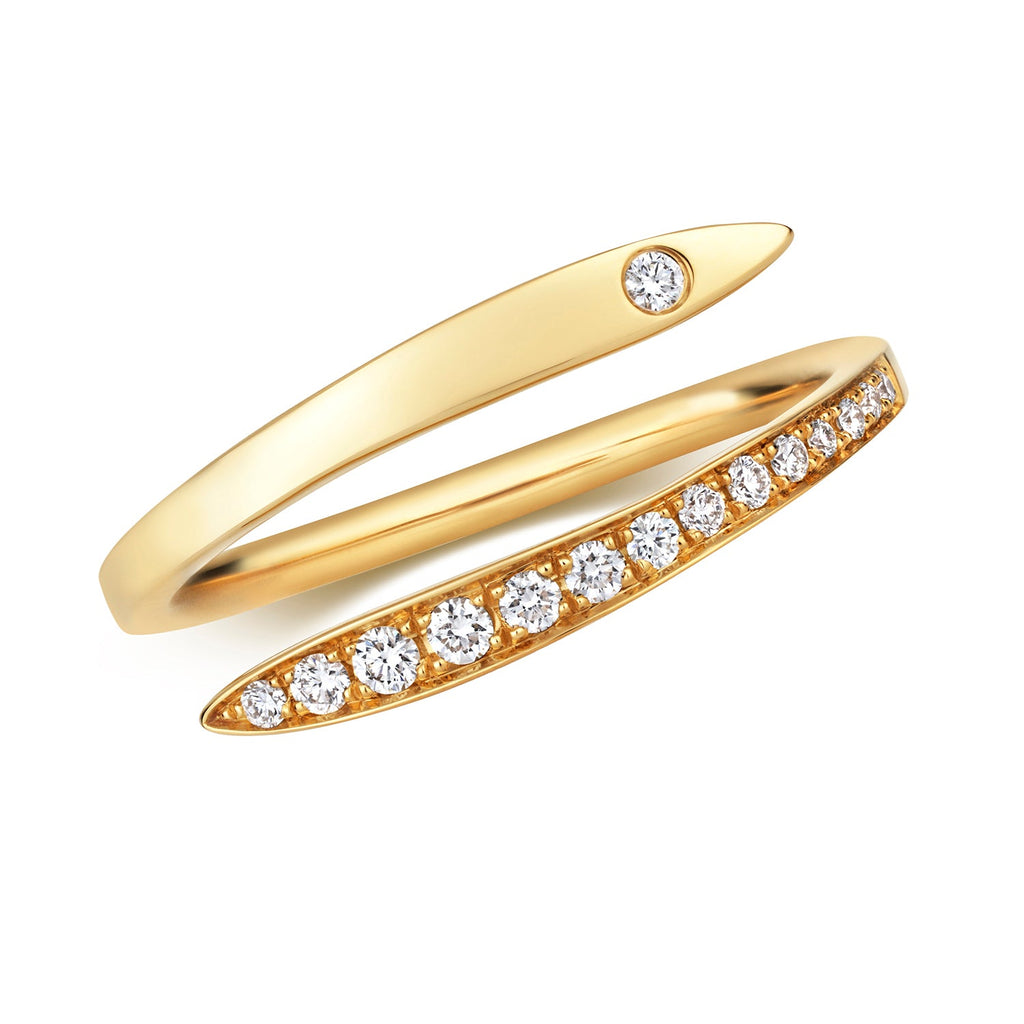 Bague croisée en or 18 carats sertie de diamants