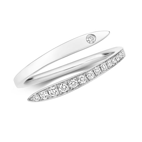 Bague croisée en or blanc 18 carats sertie de diamants