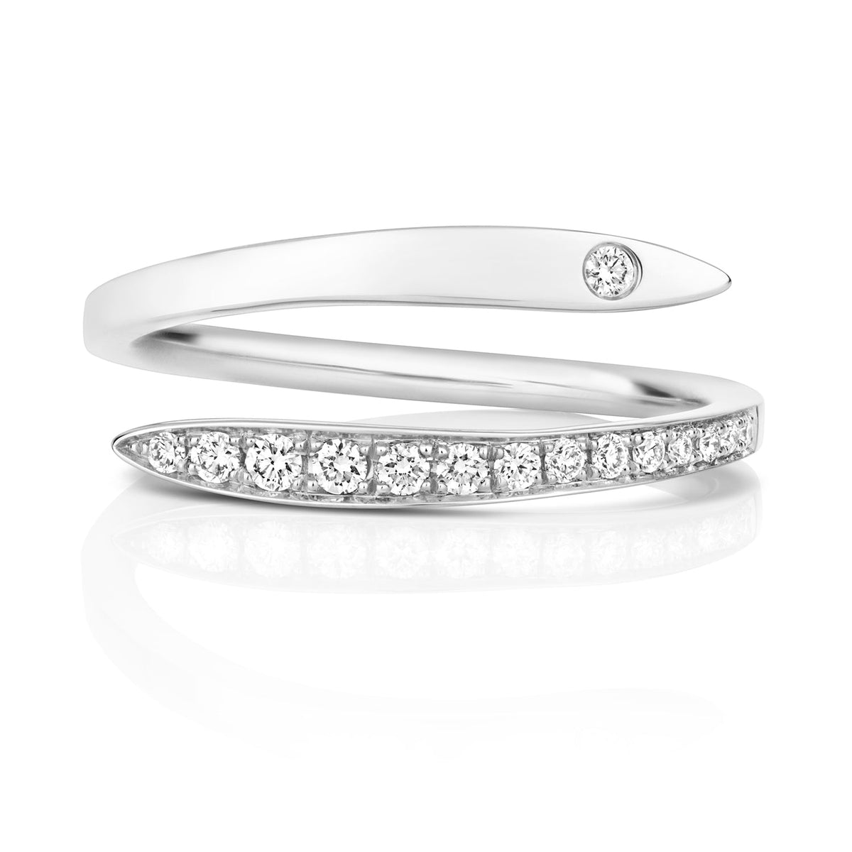 DIAMOND CROSSOVER RING IN 18CT WHITE GOLD