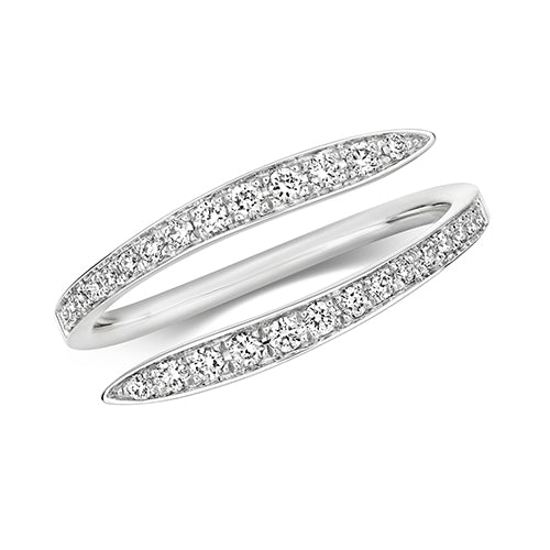 DIAMOND GRAIN SET CROSSOVER RING IN 18CT WHITE GOLD
