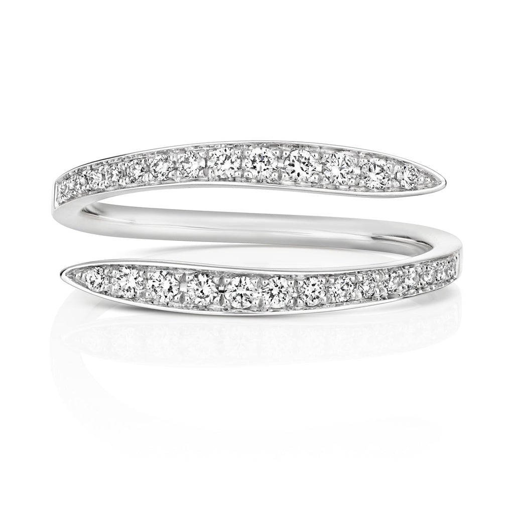 Bague croisée sertie de diamants en or blanc 18 carats