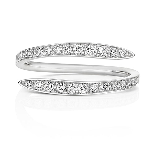 DIAMOND GRAIN SET CROSSOVER RING IN 18CT WHITE GOLD
