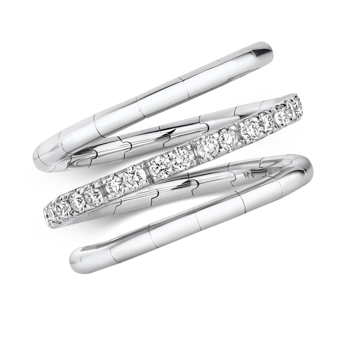 DIAMOND FLEXI TWIST RING IN 18CT WHITE GOLD