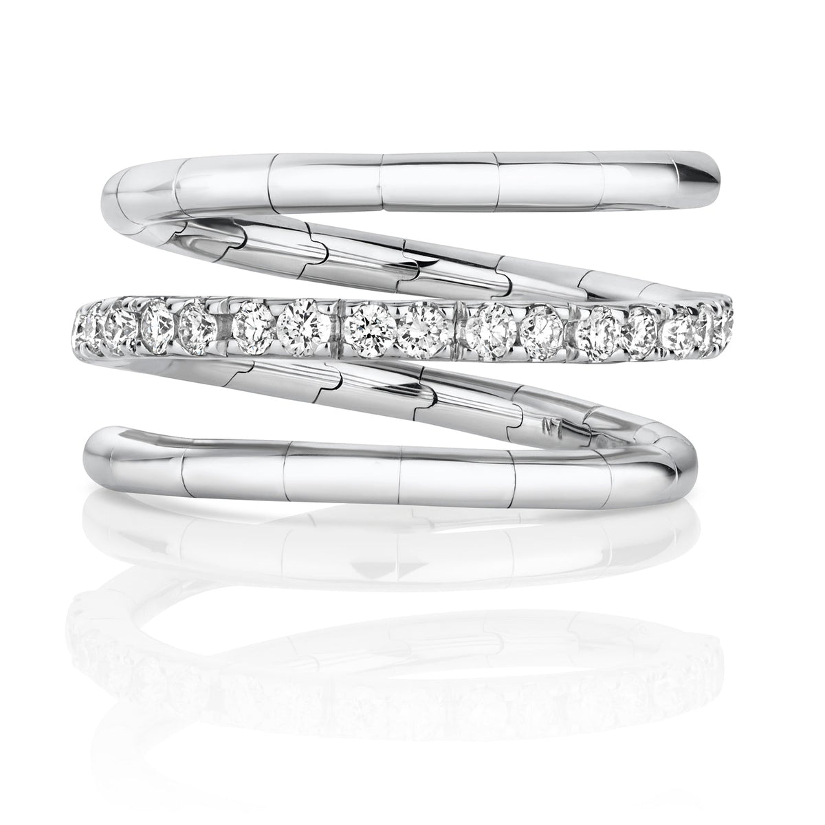 DIAMOND FLEXI TWIST RING IN 18CT WHITE GOLD