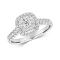 Diamant-Brillant-Kissen-Halo-Ring aus 18-karätigem Weißgold