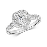 DIAMOND BRILLIANT CUSHION HALO RING IN 18CT WHITE GOLD