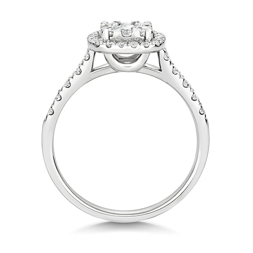 DIAMOND BRILLIANT CUSHION HALO RING IN 18CT WHITE GOLD