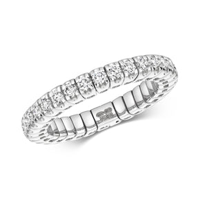 Adjustable DIAMOND STRETCH Full Eternity RING IN 18CT WHITE GOLD 1ct Adjustable
