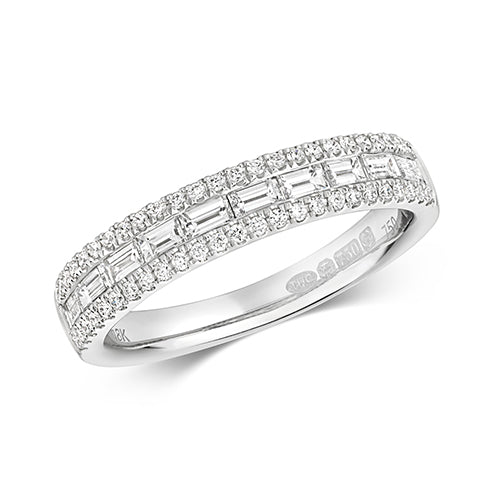 DIAMOND ETERNITY BAGUETTE & CLAW SET RING IN 18CT WHITE GOLD