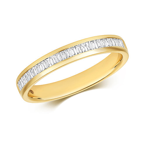 Bague d'éternité sertie de diamants baguette en or 18 carats