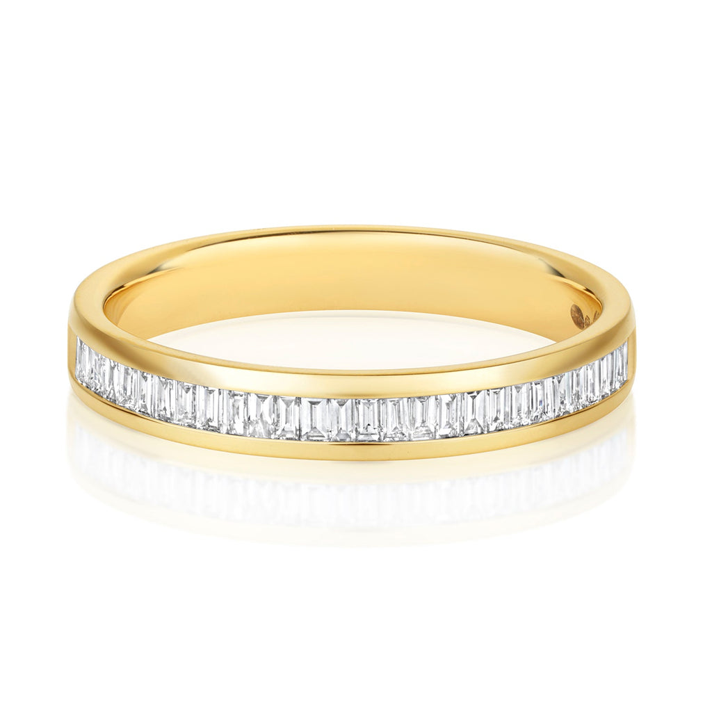 Bague d'éternité sertie de diamants baguette en or 18 carats