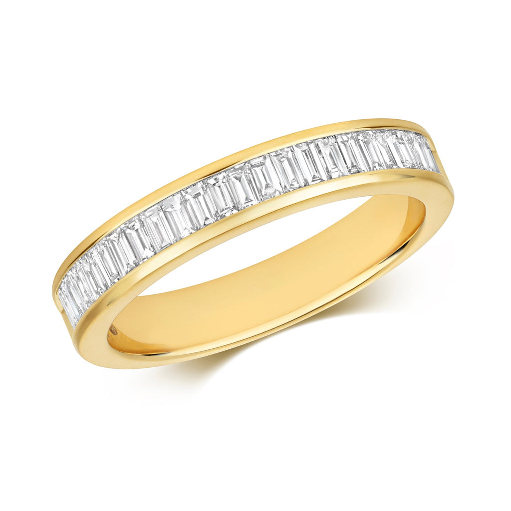 Bague d'éternité sertie de diamants baguette en or 18 carats