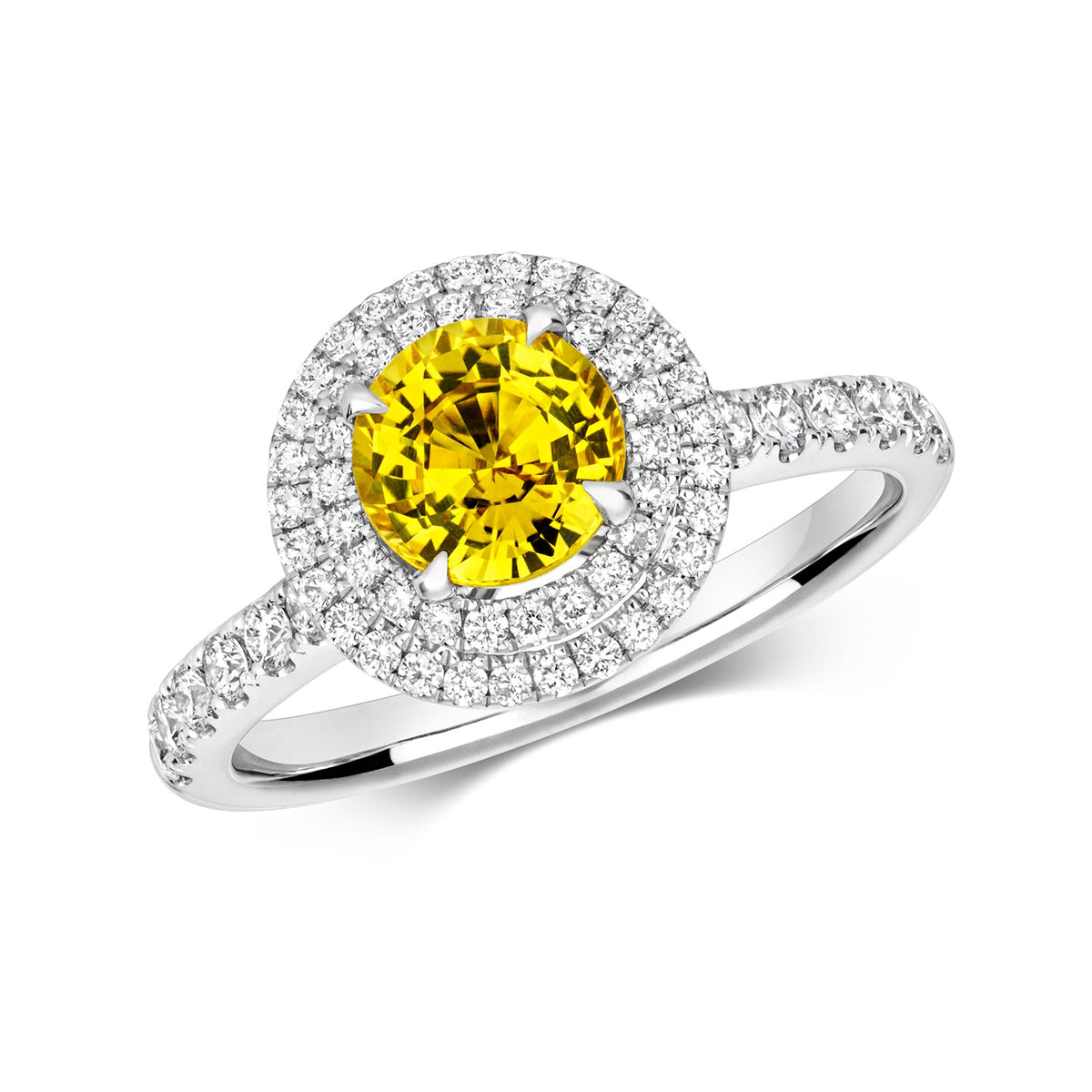 Diamond and yellow sapphire cluster ring