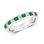  ANELLO ETERNITY CON DIAMANTI E SMERALDI INCASTONATI IN ORO BIANCO 18KT