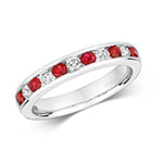 DIAMOND & RUBY CHANNEL SET ETERNITY RING IN 18CT WHITE GOLD