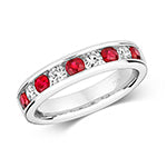 DIAMOND & RUBY CHANNEL SET ETERNITY RING IN 18CT WHITE GOLD