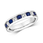 DIAMOND & SAPPHIRE CHANNEL SET ETERNITY RING IN 18CT WHITE GOLD