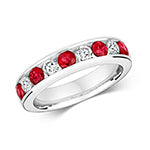 DIAMOND & RUBY CHANNEL SET ETERNITY RING IN 18CT WHITE GOLD