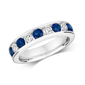 Ewigkeitsring mit Diamanten und Saphiren im Kanalfassung-Design aus 18-karätigem Weißgold