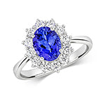 DIAMOND & TANZANITE OVAL CLUSTER RING IN 18CT WHITE GOLD