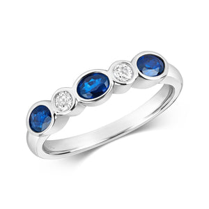 DIAMOND & SAPPHIRE RUBOVER ETERNITY RING IN 18CT WHITE GOLD