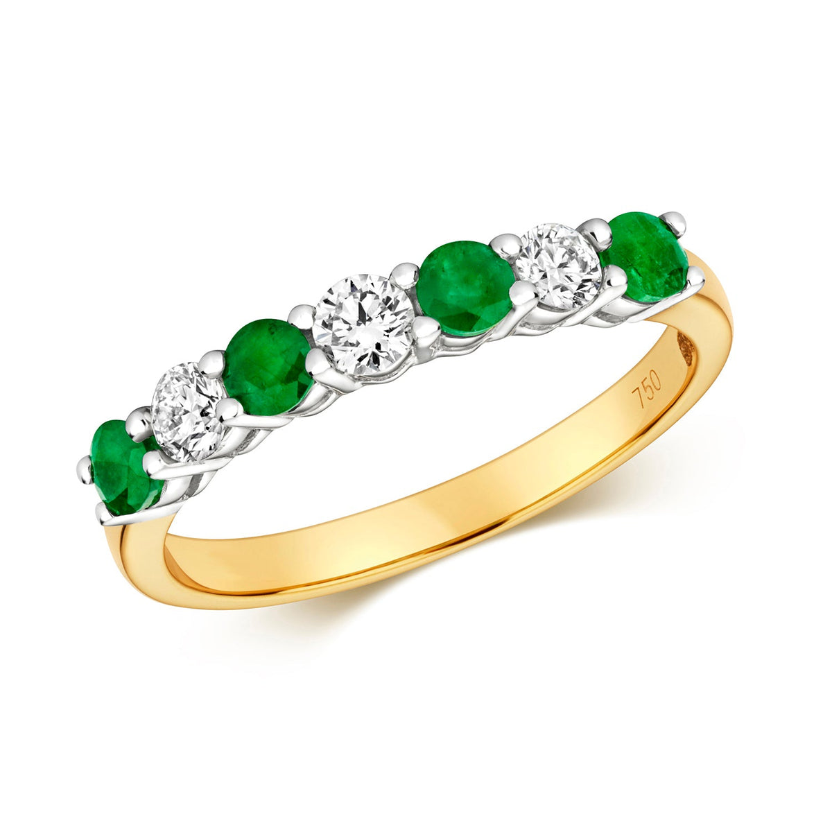  ANELLO ETERNITY CON DIAMANTI E SMERALDI INCASTONATI IN ORO 18KT