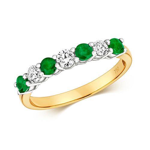  ANELLO ETERNITY CON DIAMANTI E SMERALDI INCASTONATI IN ORO 18KT
