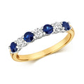 Bague d'éternité sertie de diamants et de saphirs en or 18 carats