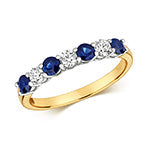 DIAMOND & SAPPHIRE CLAW SET ETERNITY RING IN 18CT GOLD