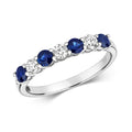 Bague d'éternité sertie de diamants et de saphirs en or blanc 18 carats