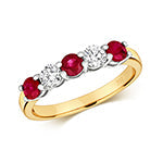 DIAMOND & RUBY CLAW SET ETERNITY RING IN 18CT GOLD