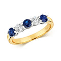 Bague d'éternité sertie de diamants et de saphirs en or 18 carats