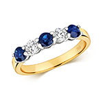 Bague d'éternité sertie de diamants et de saphirs en or 18 carats