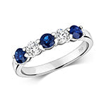 Bague d'éternité sertie de diamants et de saphirs en or blanc 18 carats