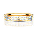 Alliance sertie de diamants en or 18 carats, à deux rangs.