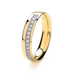DIAMOND GRAIN SET WEDDING RING IN 18CT GOLD