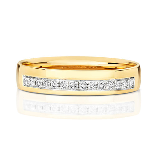 DIAMOND GRAIN SET WEDDING RING IN 18CT GOLD