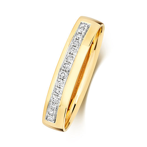 DIAMOND GRAIN SET WEDDING RING IN 18CT GOLD