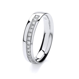 DIAMOND GRAIN SET WEDDING RING IN 18CT WHITE GOLD