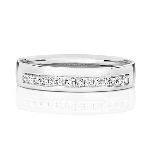 DIAMOND GRAIN SET WEDDING RING IN 18CT WHITE GOLD