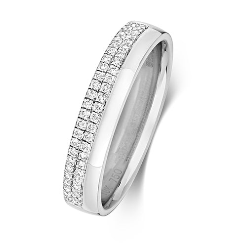 DIAMOND CLAW SET 2 ROW WEDDING RING IN 18CT WHITE GOLD