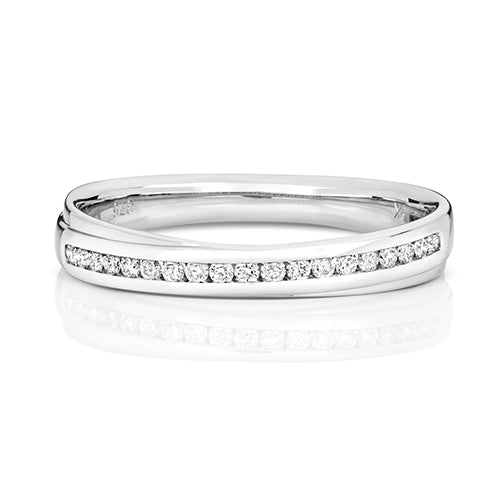 Bague de mariage croisée sertie de diamants en or blanc 18 carats