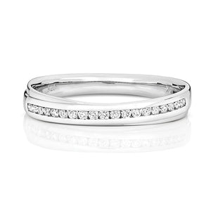 DIAMOND CHANNEL SET CROSSOVER WEDDING RING IN 18CT WHITE GOLD