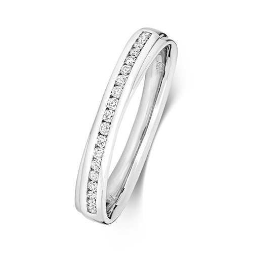 DIAMOND CHANNEL SET CROSSOVER WEDDING RING IN 18CT WHITE GOLD