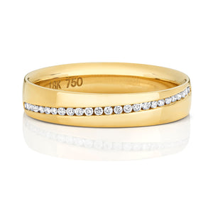 DIAMOND CHANNEL SET CROSSOVER WEDDING RING IN 18CT GOLD