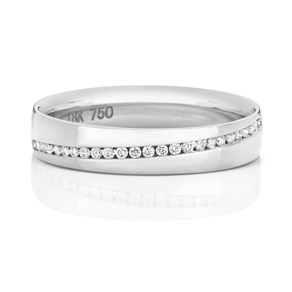 Bague de mariage croisée sertie de diamants en or blanc 18 carats