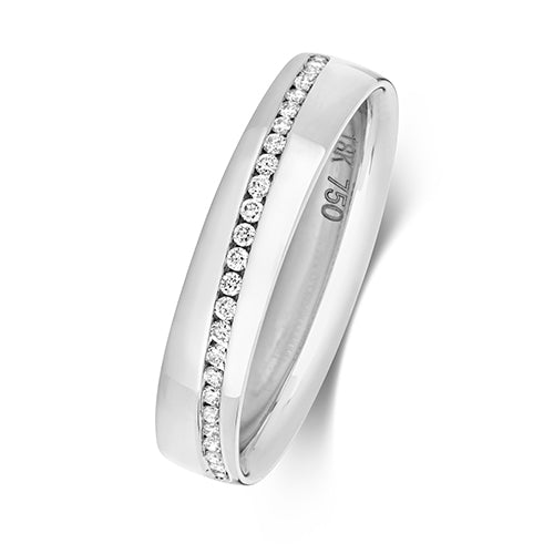 DIAMOND CHANNEL SET CROSSOVER WEDDING RING IN 18CT WHITE GOLD