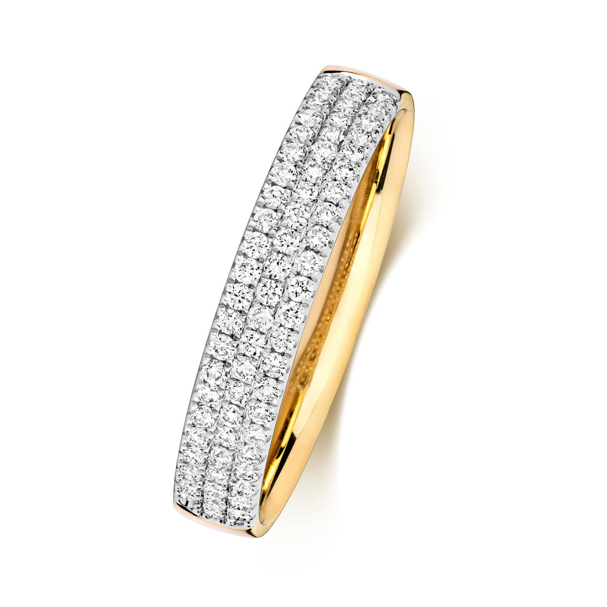 DIAMOND CLAW SET 3 ROW WEDDING RING IN 18CT GOLD