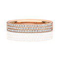 Alliance sertie de diamants, 3 rangs, en or rose 18 carats